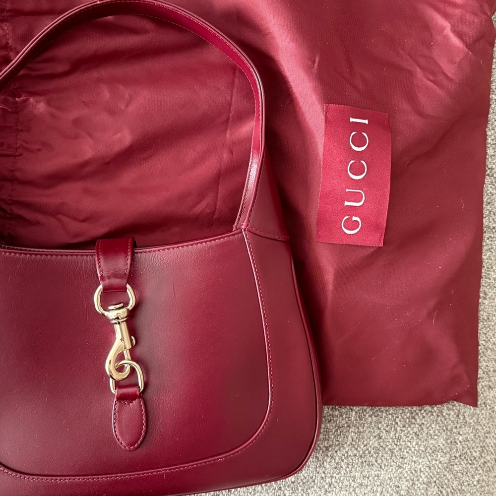 Gucci Red Leather Shoulder Bag with Gold Hardware